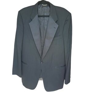 Vintage Christian Dior Monsieur Black Satin Lapel Tuxedo‎ Jacket Blazer 44L